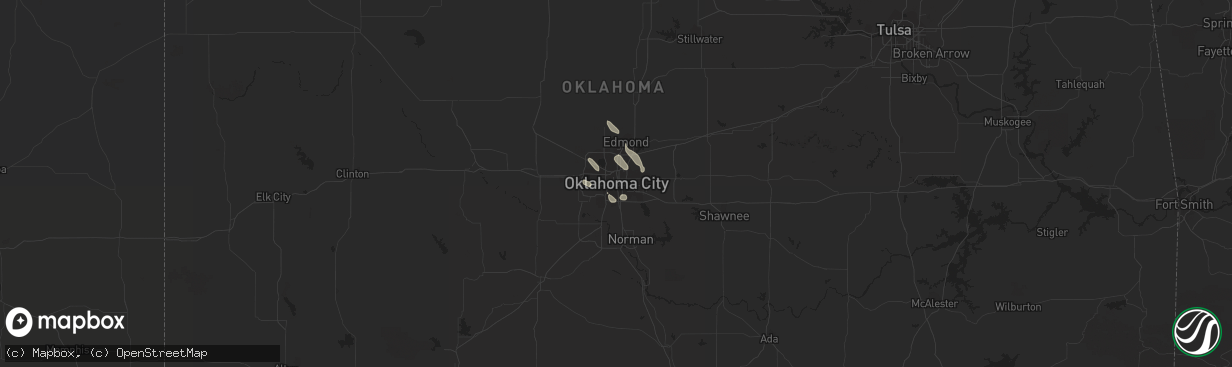 Hail map in Oklahoma City, OK on September 3, 2022