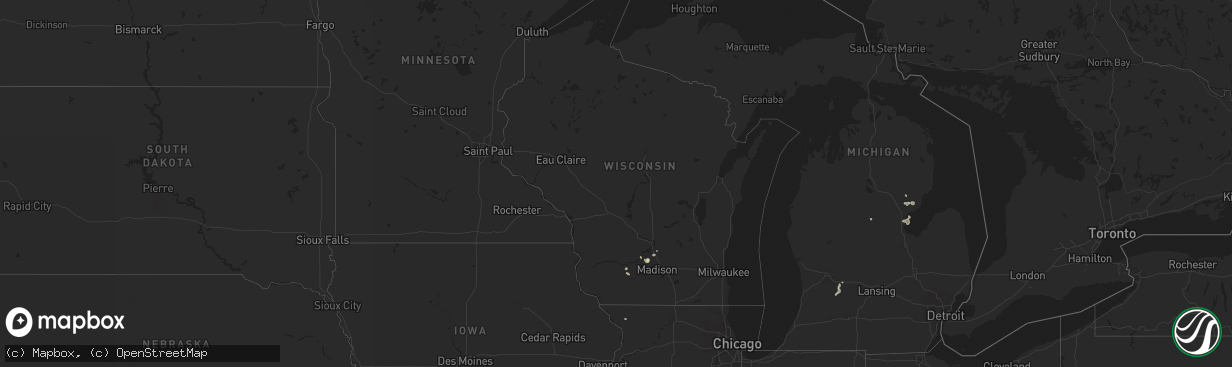 Hail map in Wisconsin on September 3, 2022