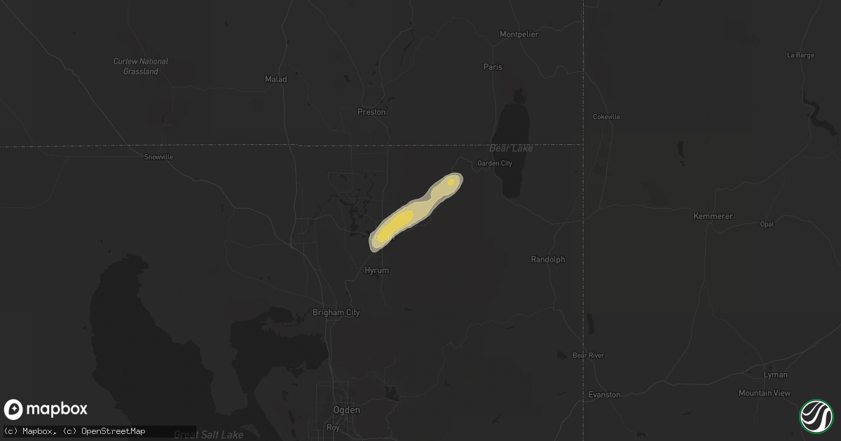 Hail map in Logan, UT on September 3, 2023