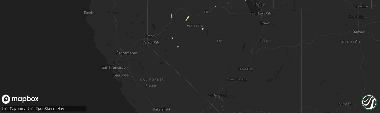 Hail map in Nevada on September 3, 2023