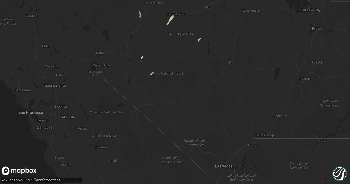 Hail map in Nevada on September 3, 2023