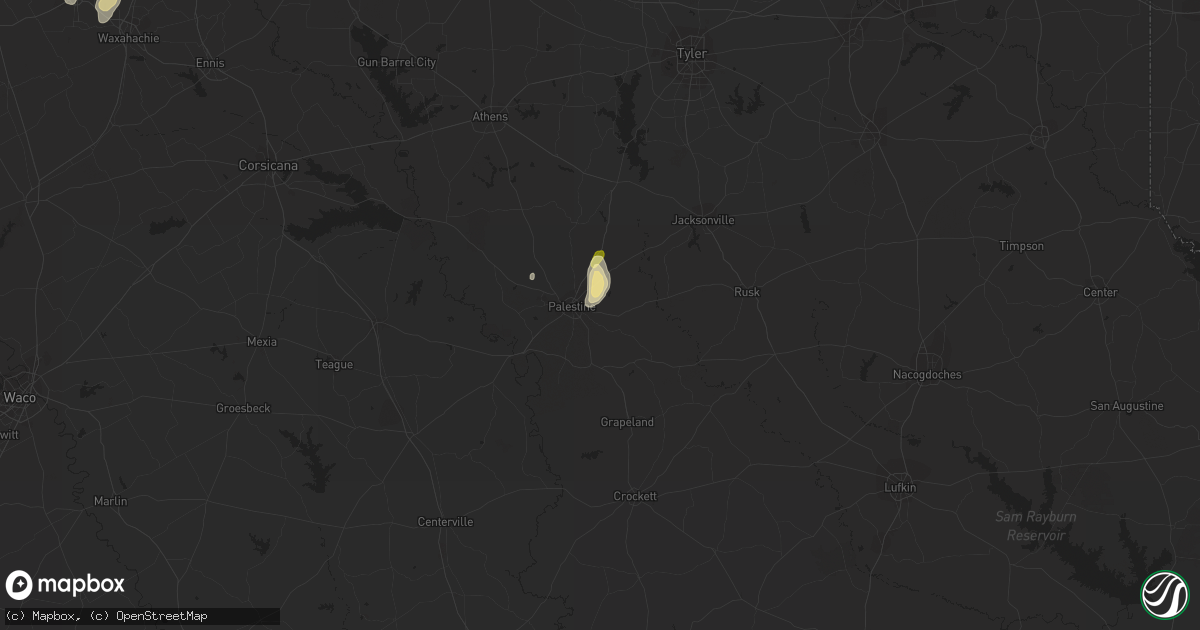 Hail map in Palestine, TX on September 3, 2023