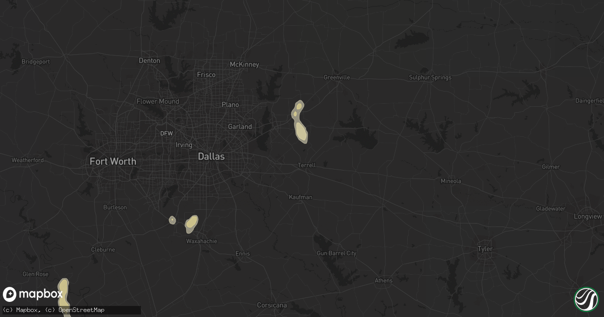 Hail map in Terrell, TX on September 3, 2023