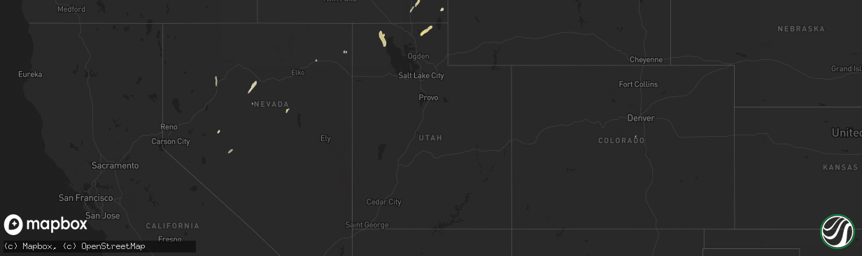 Hail map in Utah on September 3, 2023