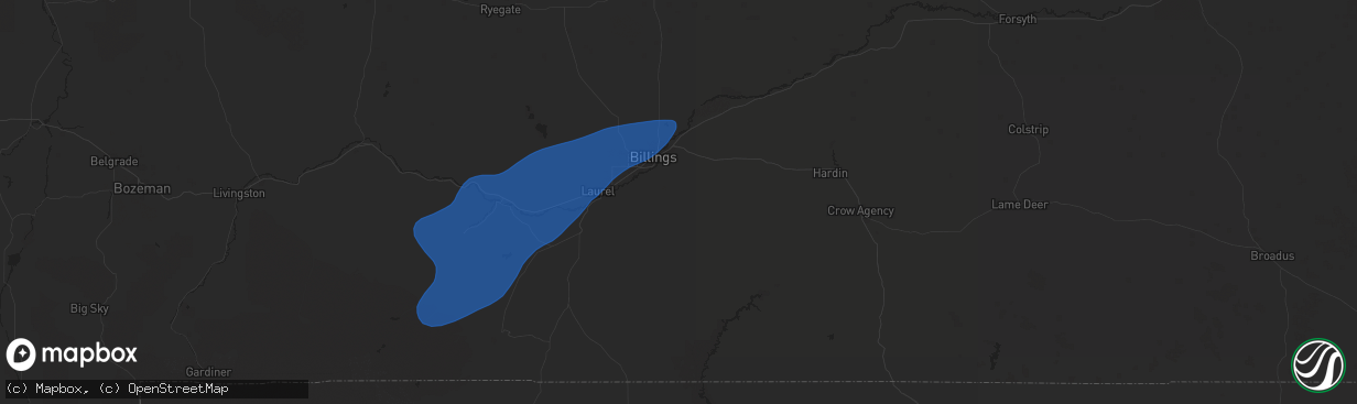 Hail map in Billings, MT on September 3, 2024