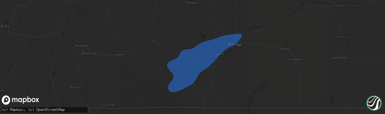 Hail map in Columbus, MT on September 3, 2024