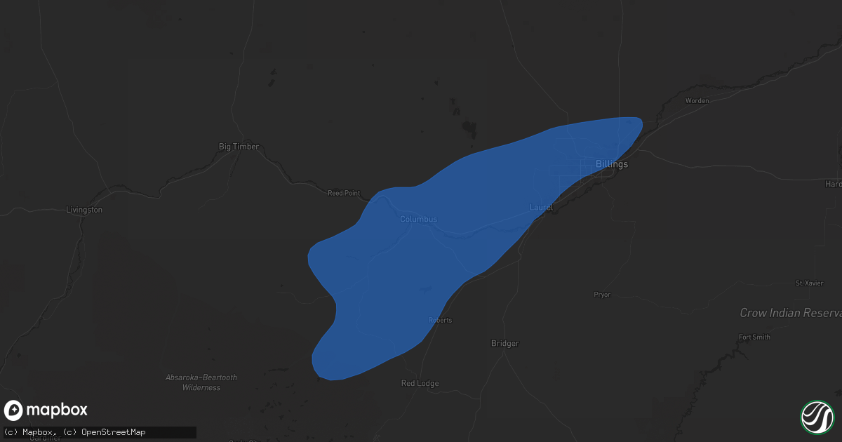 Hail map in Columbus, MT on September 3, 2024