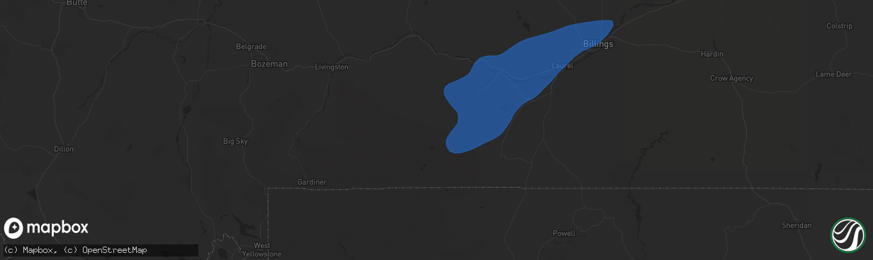 Hail map in Fishtail, MT on September 3, 2024