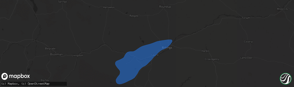 Hail map in Molt, MT on September 3, 2024