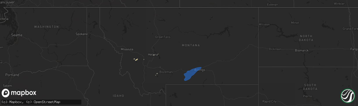 Hail map in Montana on September 3, 2024