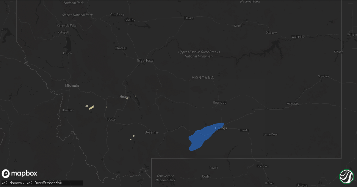 Hail map in Montana on September 3, 2024