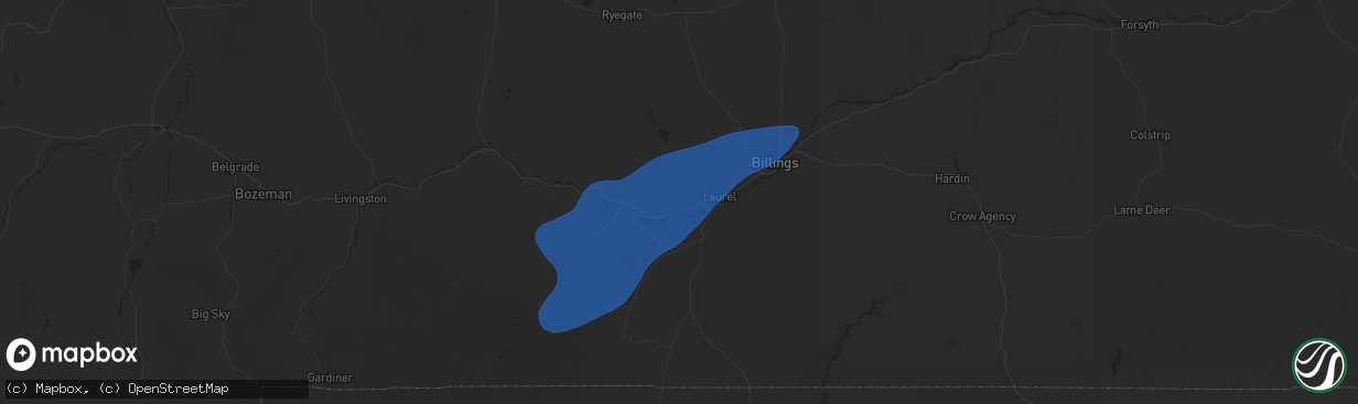 Hail map in Park City, MT on September 3, 2024