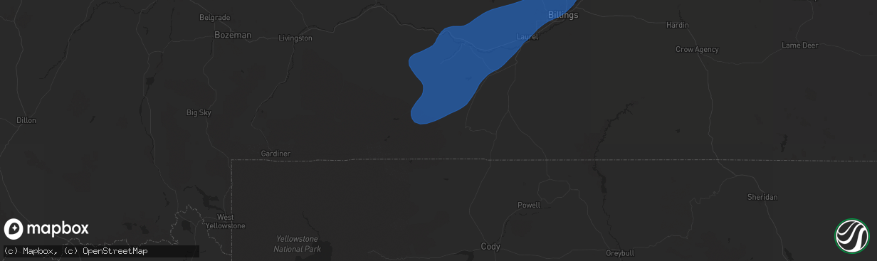 Hail map in Red Lodge, MT on September 3, 2024