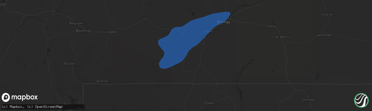 Hail map in Roberts, MT on September 3, 2024