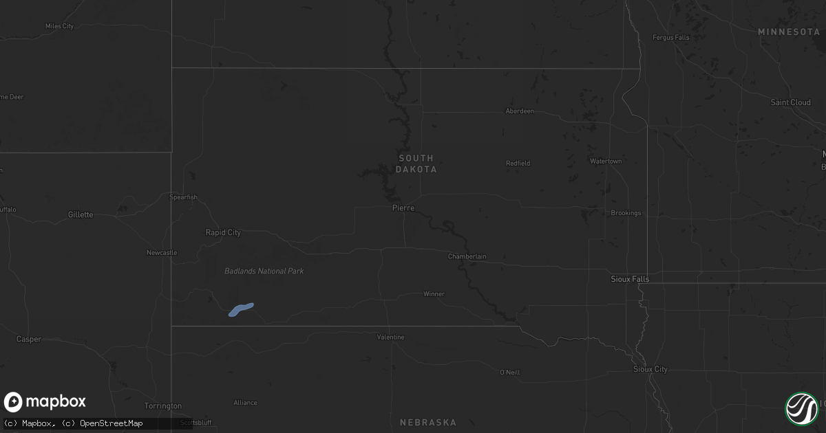 Hail map in South Dakota on September 3, 2024