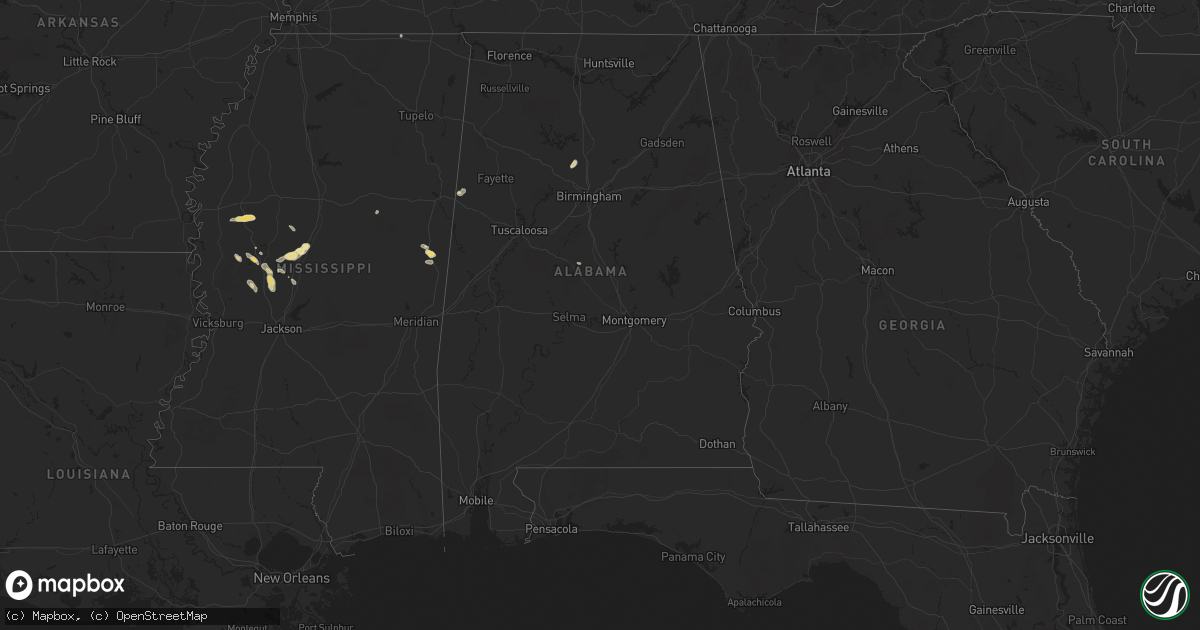 Hail map in Alabama on September 3, 2025