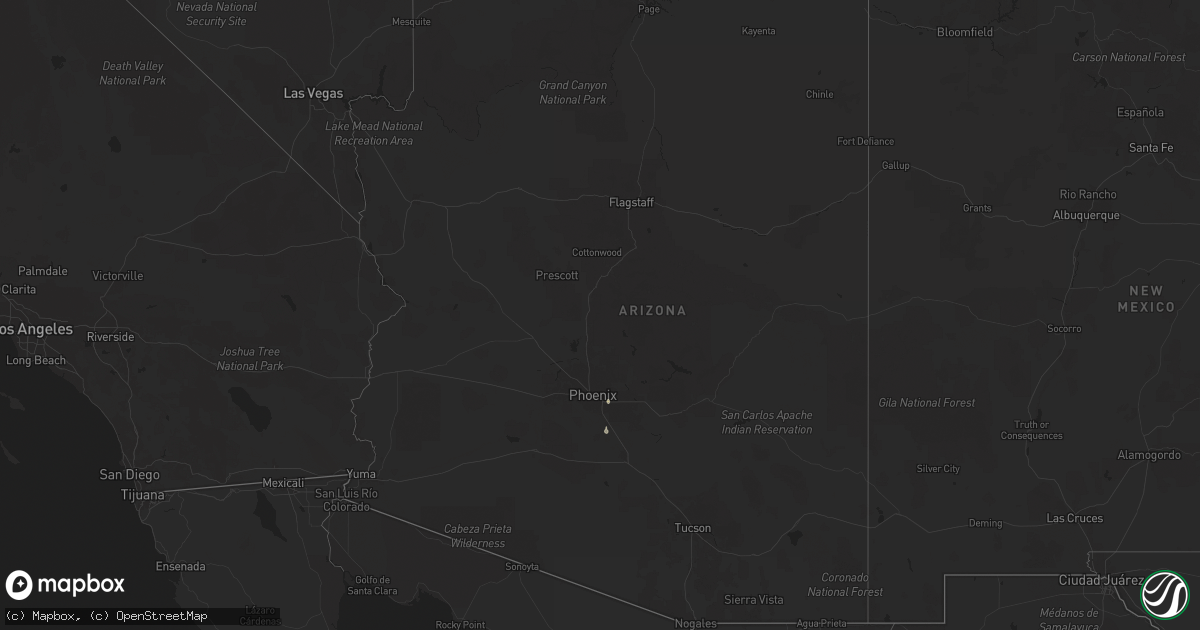 Hail map in Arizona on September 3, 2025