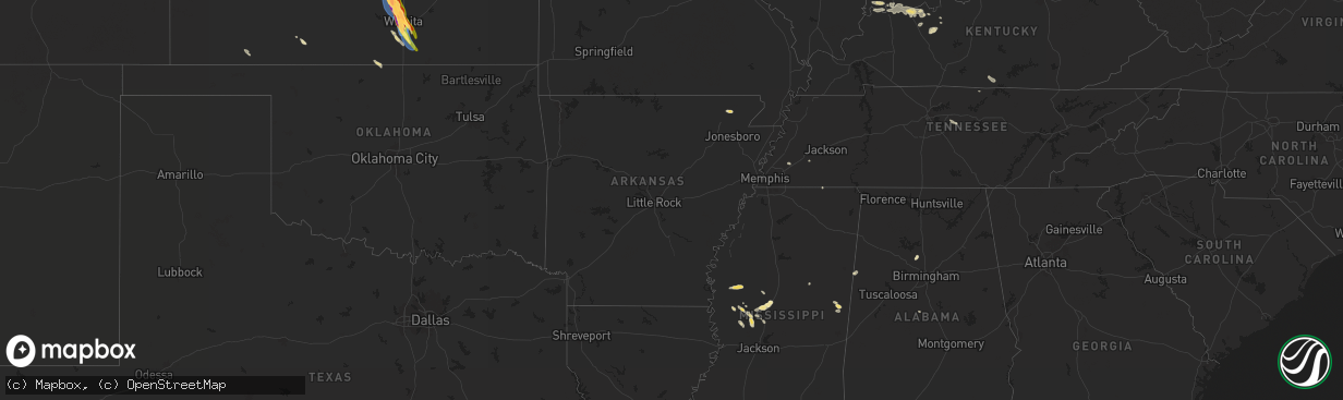 Hail map in Arkansas on September 3, 2025