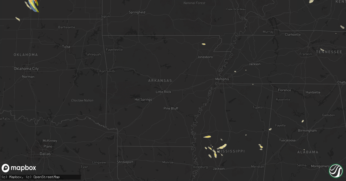 Hail map in Arkansas on September 3, 2025