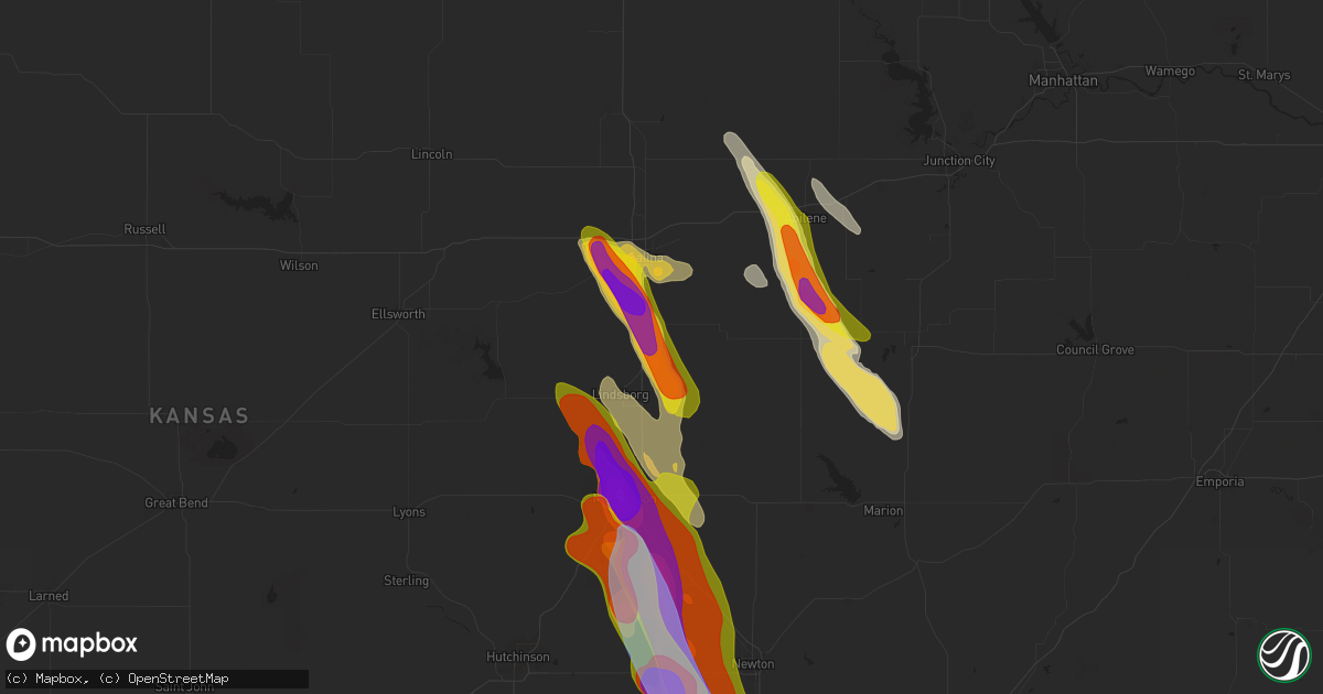 Hail map in Assaria, KS on September 3, 2025
