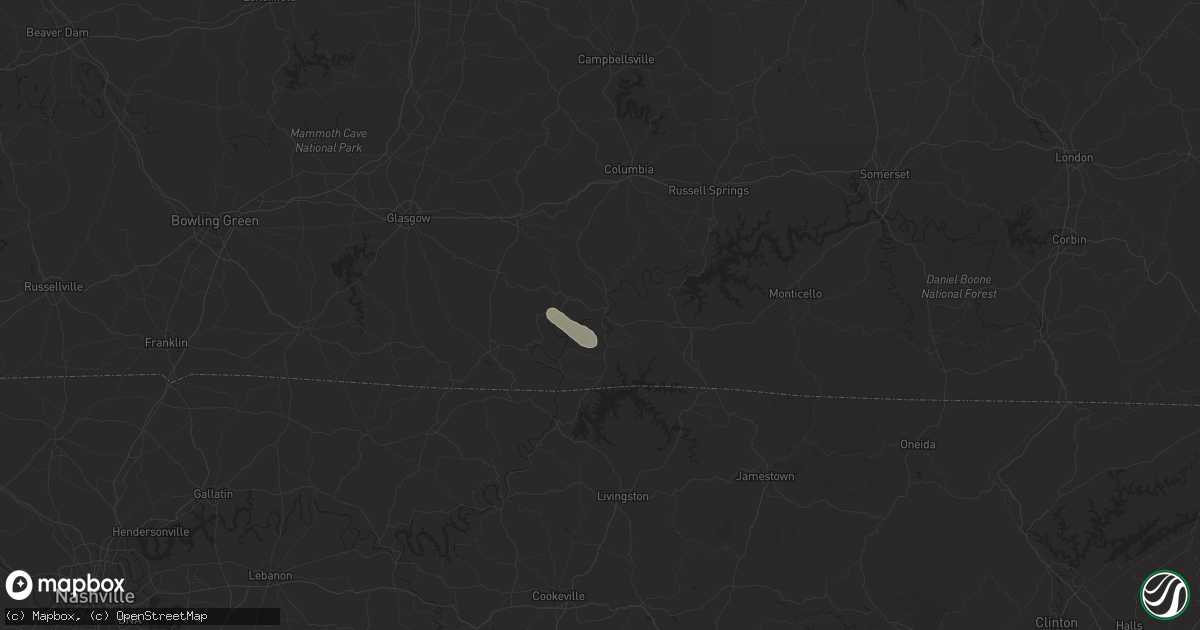 Hail map in Burkesville, KY on September 3, 2025