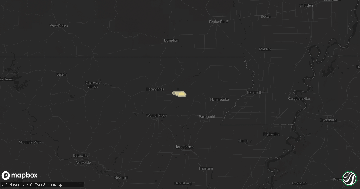 Hail map in Delaplaine, AR on September 3, 2025
