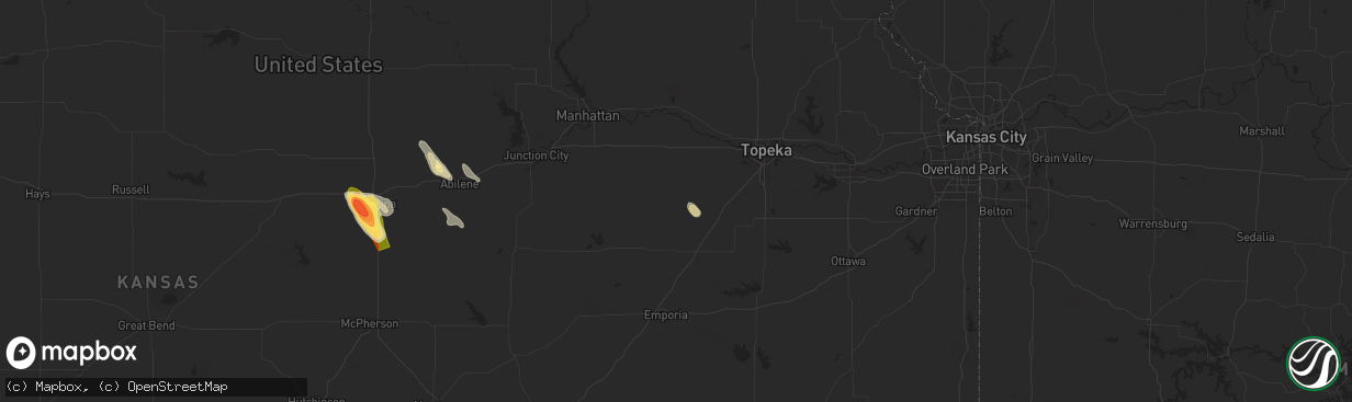 Hail map in Eskridge, KS on September 3, 2025