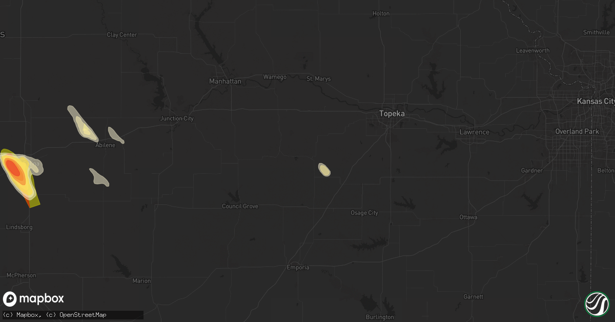 Hail map in Eskridge, KS on September 3, 2025