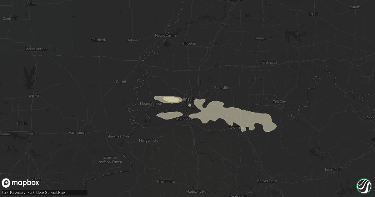 Hail map in Evansville, IN on September 3, 2025