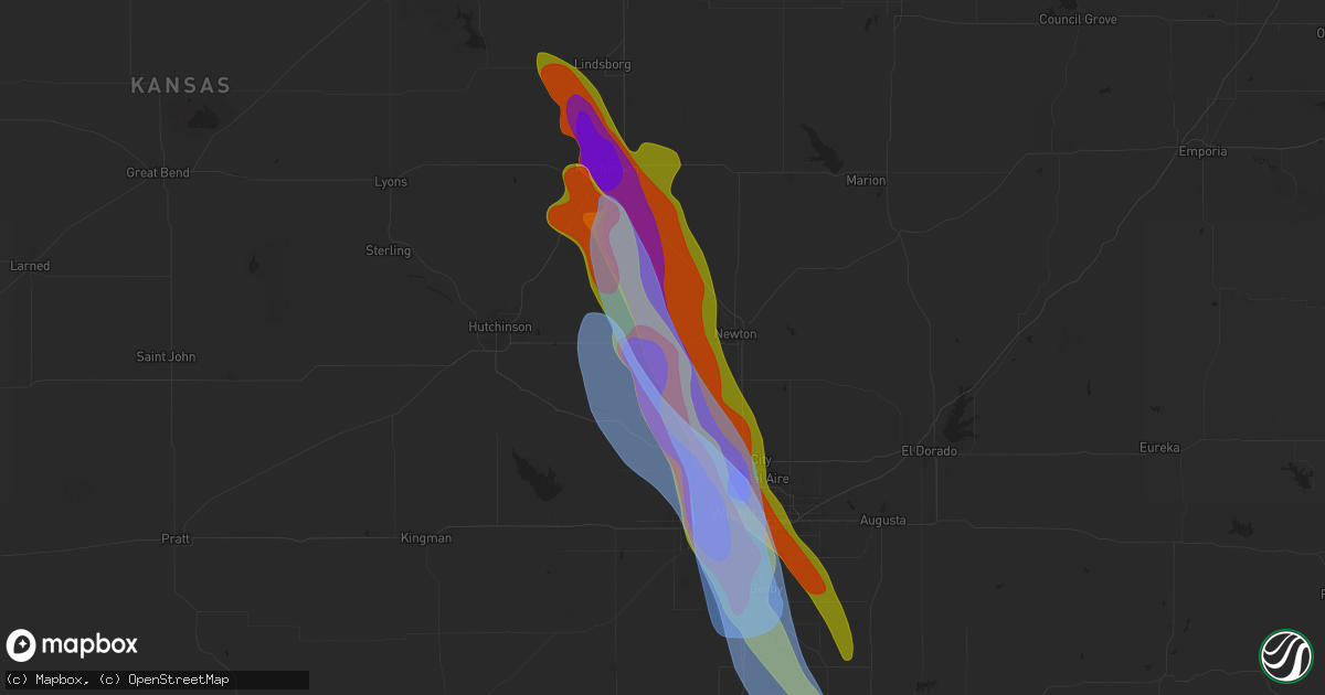 Hail map in Halstead, KS on September 3, 2025
