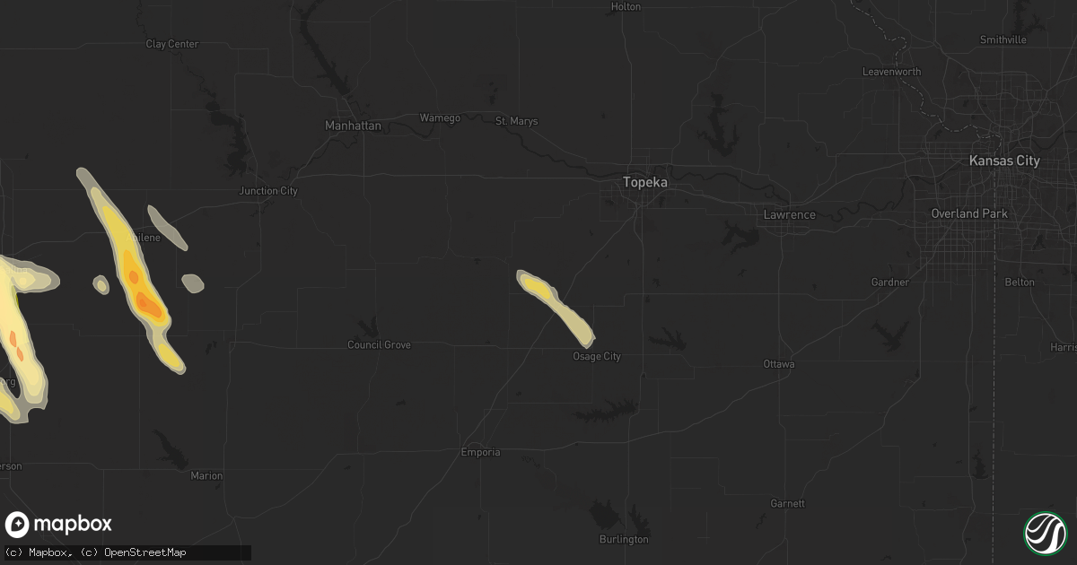 Hail map in Harveyville, KS on September 3, 2025