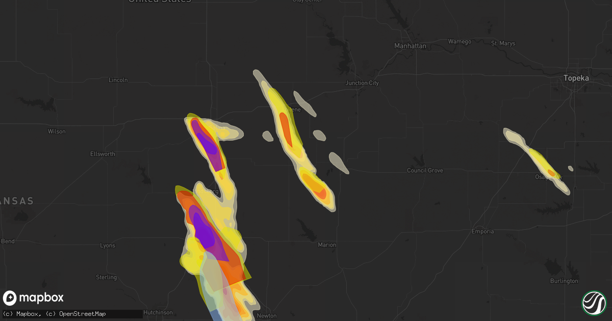 Hail map in Hope, KS on September 3, 2025