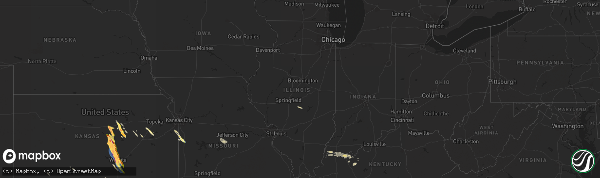 Hail map in Illinois on September 3, 2025