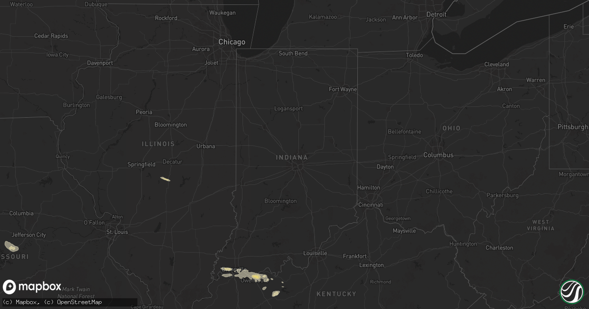 Hail map in Indiana on September 3, 2025
