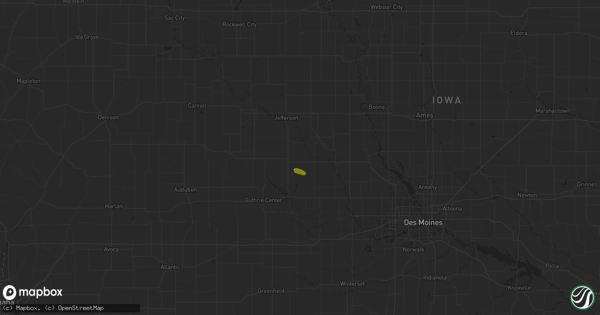 Hail map in Jamaica, IA on September 3, 2025