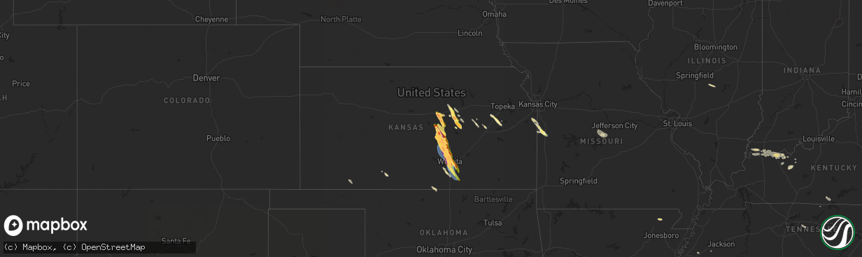 Hail map in Kansas on September 3, 2025