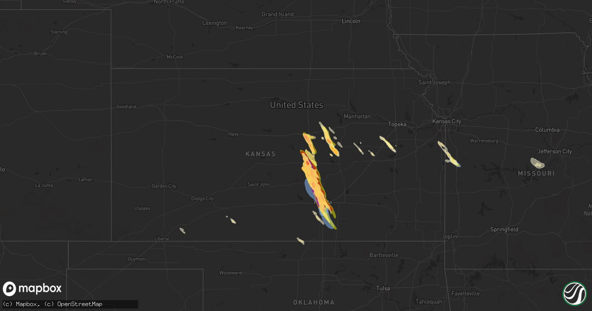 Hail map in Kansas on September 3, 2025