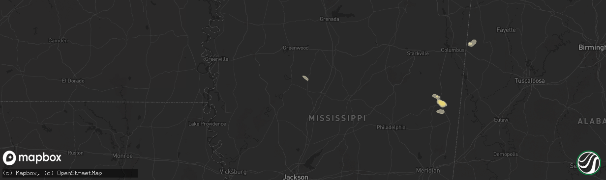 Hail map in Lexington, MS on September 3, 2025