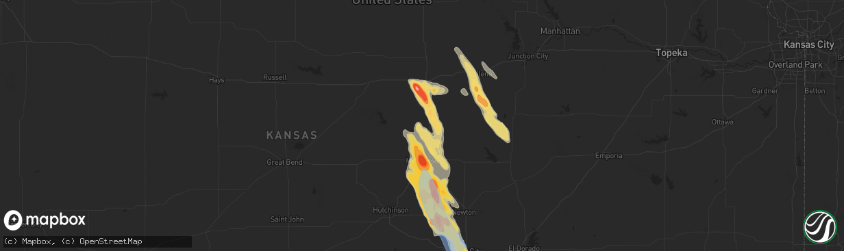 Hail map in Lindsborg, KS on September 3, 2025