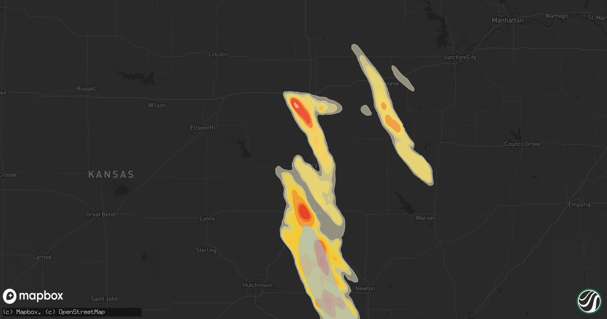 Hail map in Lindsborg, KS on September 3, 2025