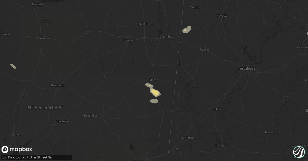 Hail map in Macon, MS on September 3, 2025