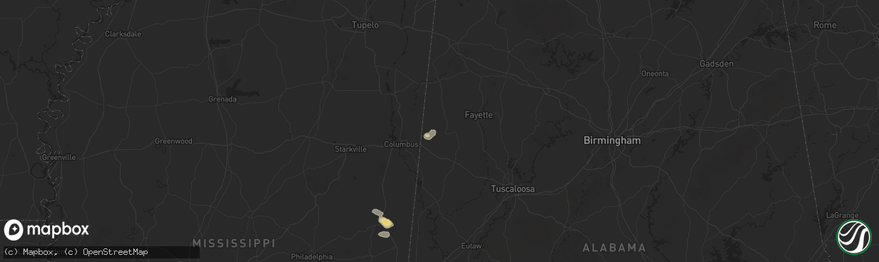 Hail map in Millport, AL on September 3, 2025