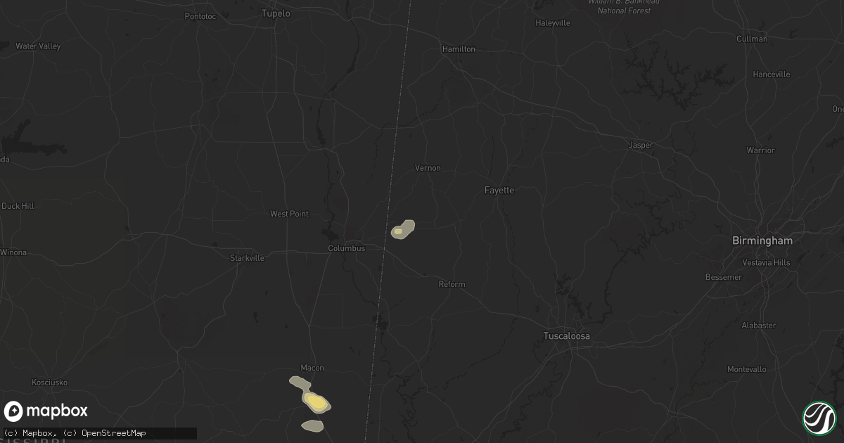 Hail map in Millport, AL on September 3, 2025