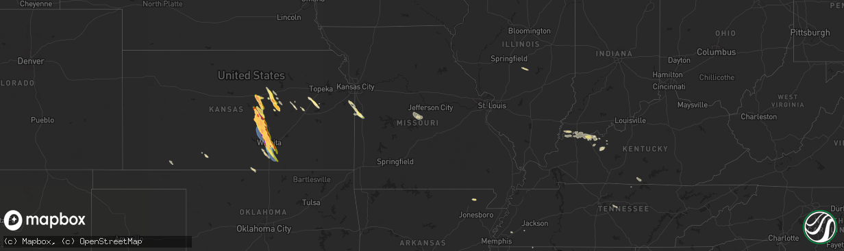 Hail map in Missouri on September 3, 2025