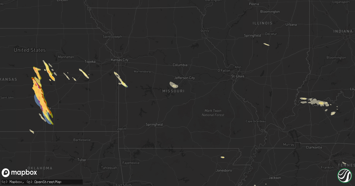 Hail map in Missouri on September 3, 2025