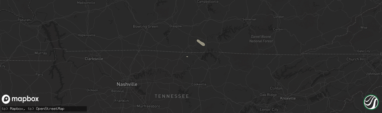 Hail map in Moss, TN on September 3, 2025