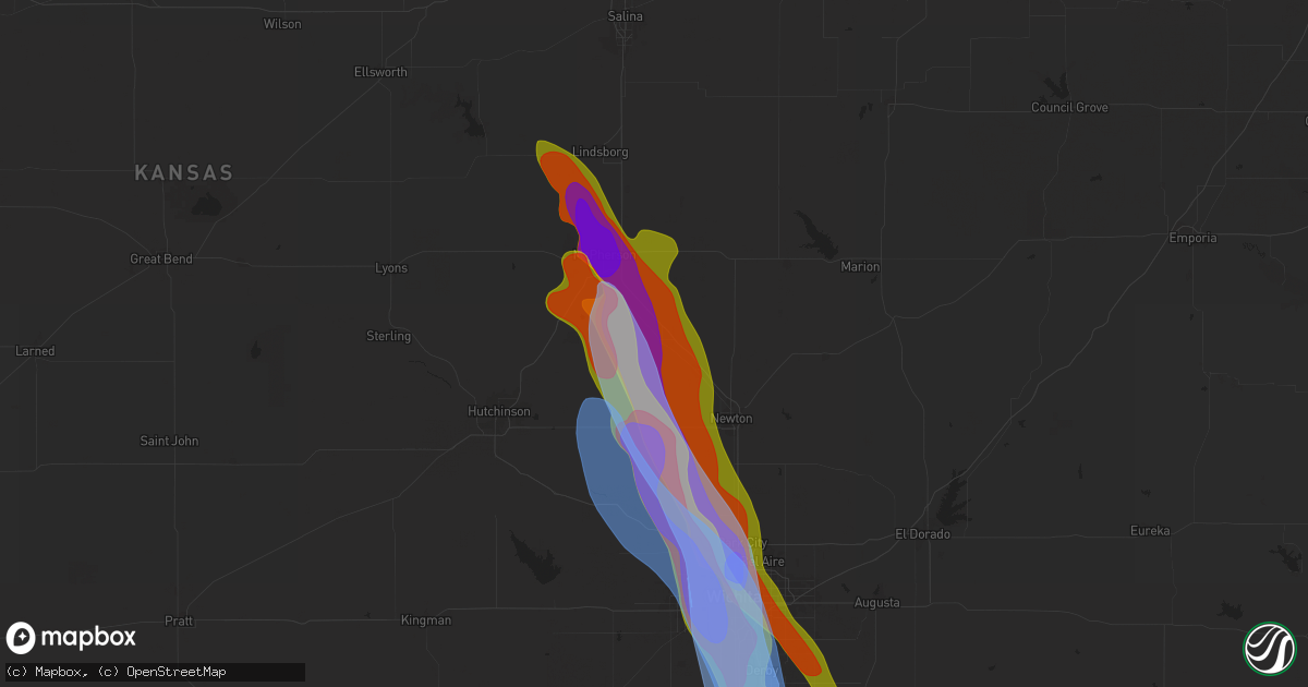 Hail map in Moundridge, KS on September 3, 2025