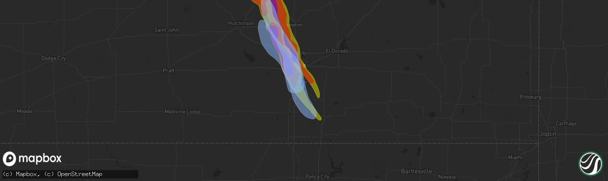 Hail map in Mulvane, KS on September 3, 2025