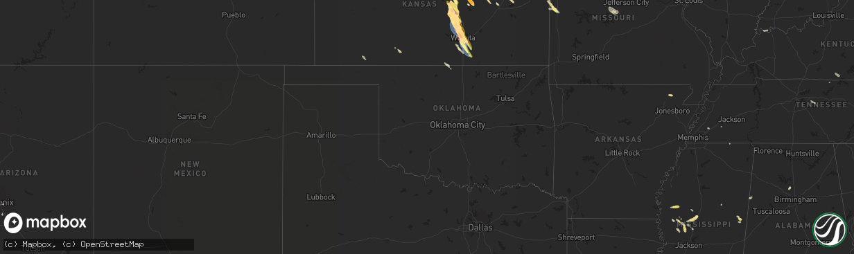 Hail map in Oklahoma on September 3, 2025
