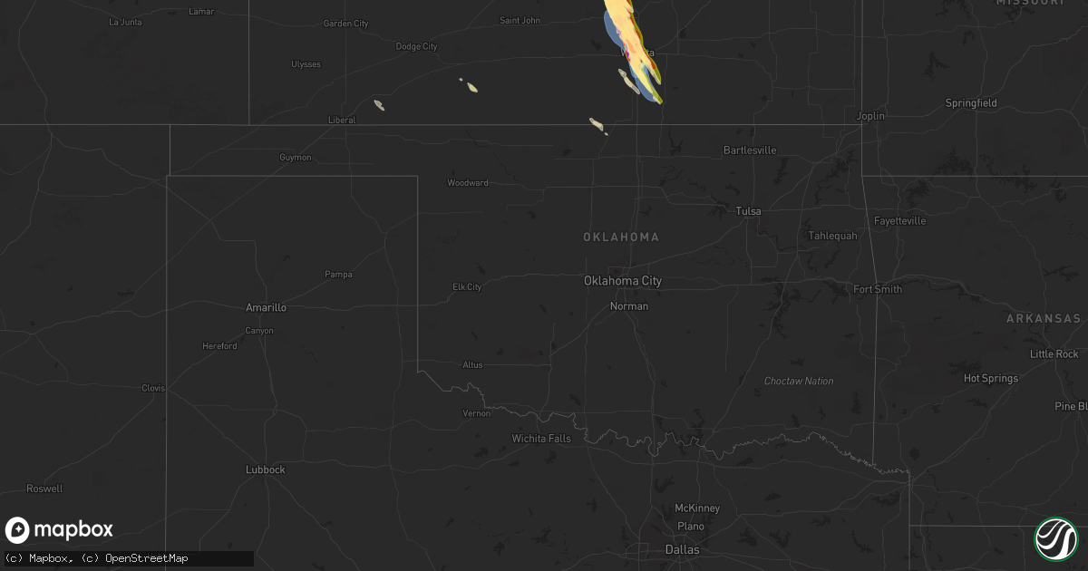 Hail map in Oklahoma on September 3, 2025
